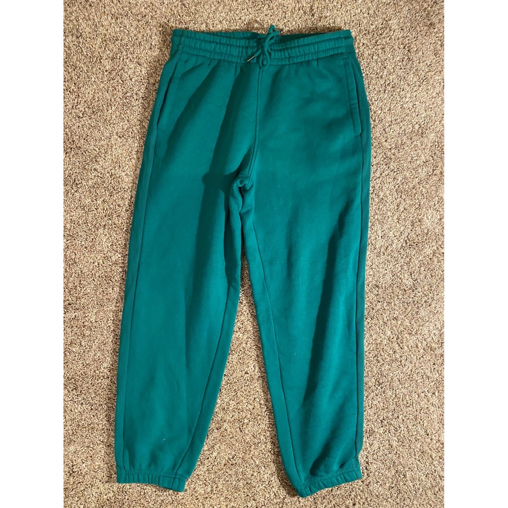 Member's Mark Fleece Jogger Women M Teal Excellent Ribbed‎ Side Panels Cotton